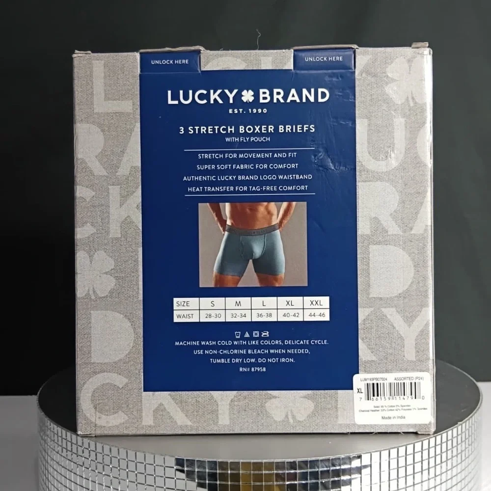Lucky Brand Blue and Gray Boxer Briefs 3-Pack brand new